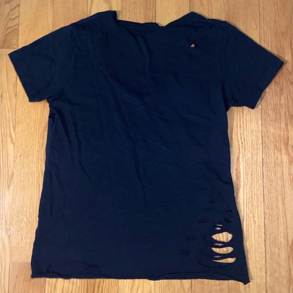 Olivacious Distressed Charcoal V Neck T-Shirt - Picture 2 of 2